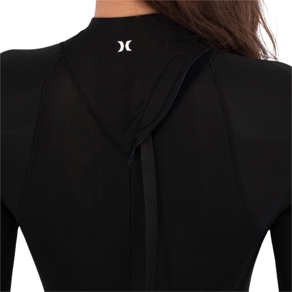 2026 Hurley Womens Air 2mm Mid Long Sleeve Back Zip Shorty Wetsuit WSS0014232 - Black